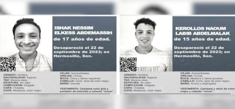 Desaparecen dos jóvenes egipcios en el estado de Sonora
